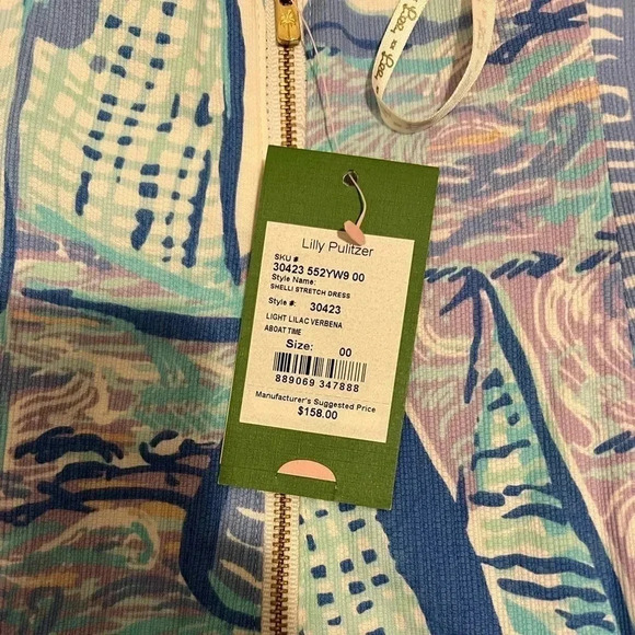 NWT Lilly Pulitzer Shelli Stretch Mini Dress Aboat Time Boat Dress Lilac Verbena - Picture 3 of 3